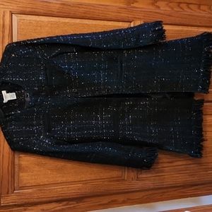 Vertigo Paris Tweed Sparkle Fringe Coat, NWT